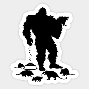 Bigfoot Feeding Opossum Sticker